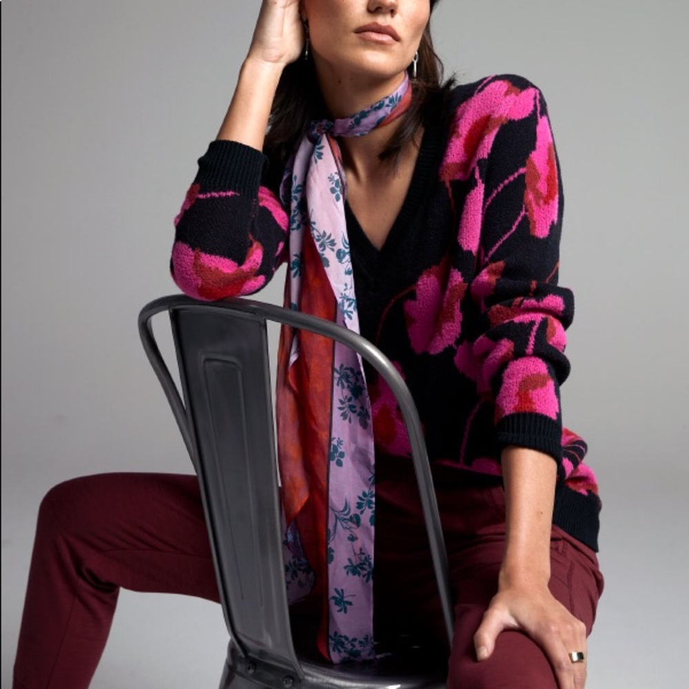CAbi Sweater with Pink Floral Print - Picture 2 of 9